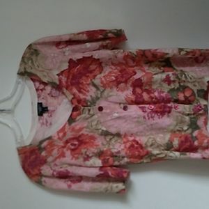Talbots Petite floral button down blouse sz M